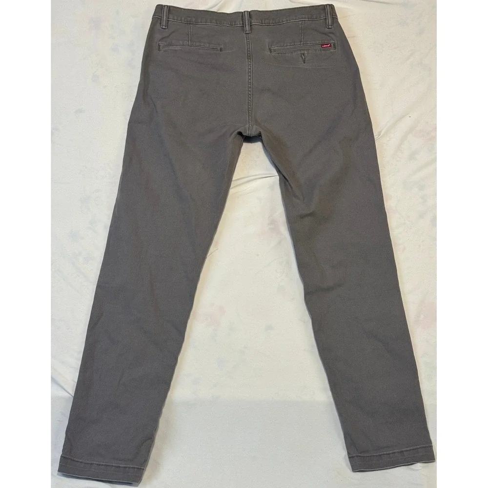 Levis XX Chino Standard Taper Pants Mens 34x29 Gray Stretch Twill Casual 80540